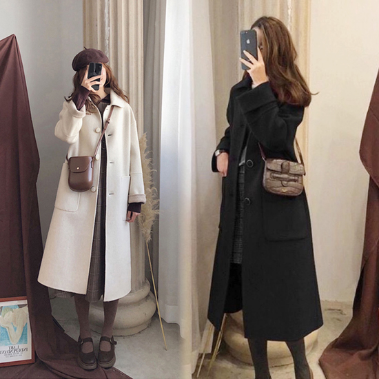 ◈[당일발송] 카라넥 롤업 소매 싱글 버튼 롱 코트