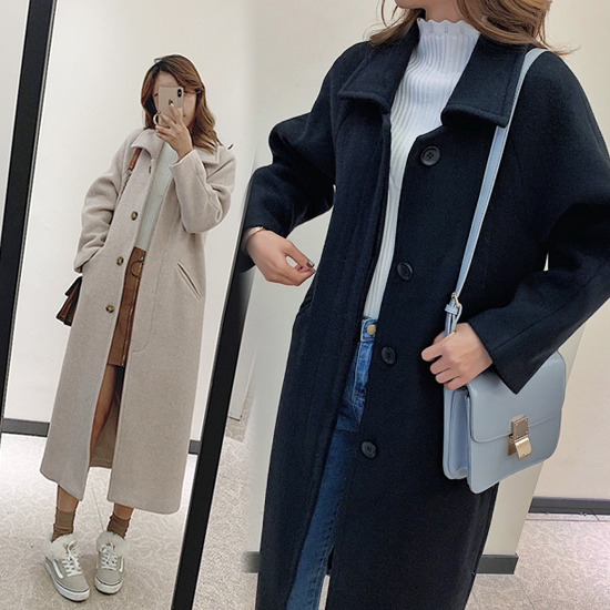  카라넥 나그랑 히든 버튼 싱글 롱 코트