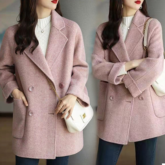헤링본 더블버튼 나그랑 모직 코트
