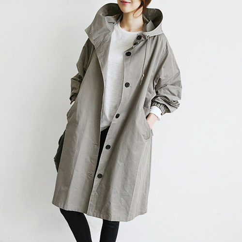 [당일발송]후드 야상 트렌치 코트