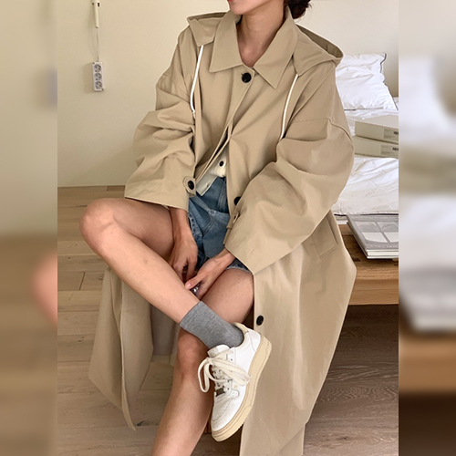  ◈º[당일발송] 오버핏 후드 트렌치코트- 쿠폰 적용 제외