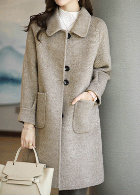 모던 포켓 카라 싱글 코트