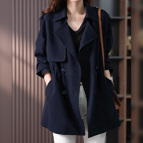 ◈[당일발송] 트렌치 스트링 카라넥 하프코트