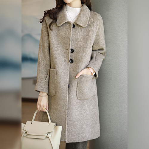 클래식 버튼 카라 싱글 코트