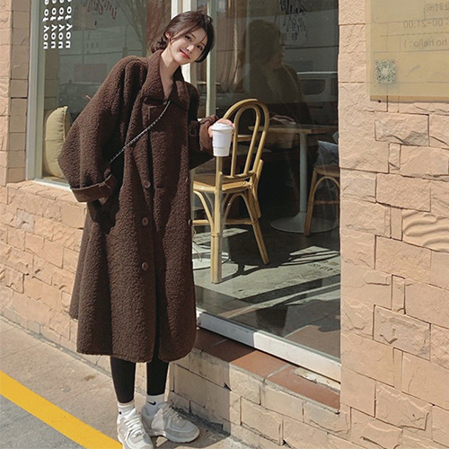 ◈[당일발송]양털 카라 루즈핏 롱 코트