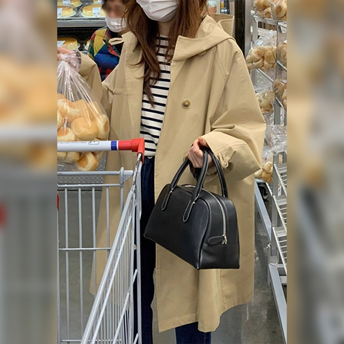 후디드 루즈핏 트렌치 코트