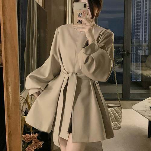 ◈[당일발송] 벨트 장식 A라인 미니 코트