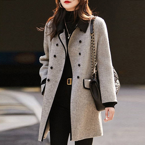 ★금요특가 자정마감 50%★투톤카라 더블버튼 코트