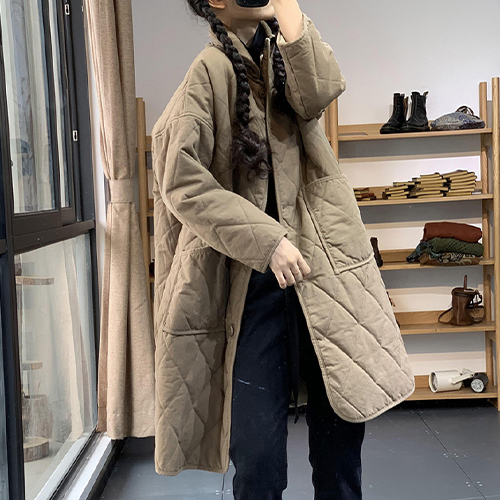 ◈[당일발송]★금요특가 자정마감 50%★웰론 누빔 데일리 롱 퀼팅 코트