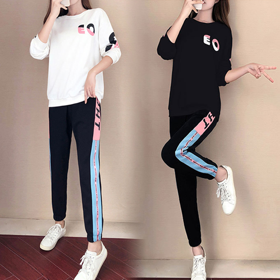 [재입고] 컬러 폰트 트레이닝복 세트