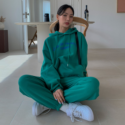 [당일발송] 도톰 기모 챔피언 후드 조거 트레이닝 세트