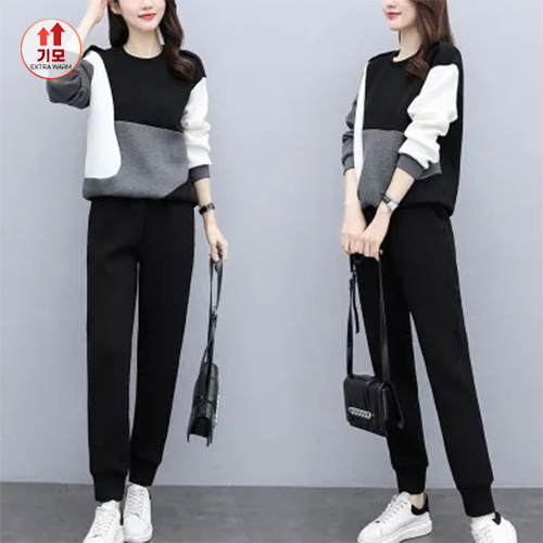 [당일발송] 데일리 배색 기모 트레이닝 세트