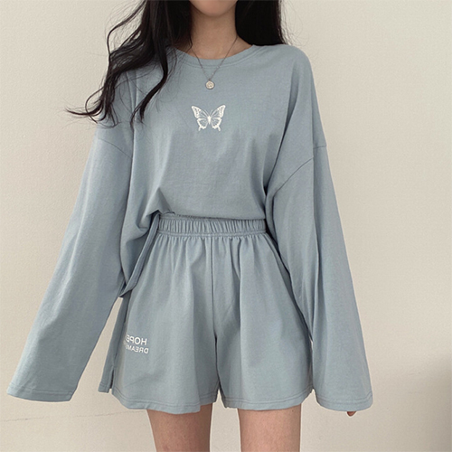 ◈[당일발송] 버터플라이 심플 오버핏 트레이닝 세트