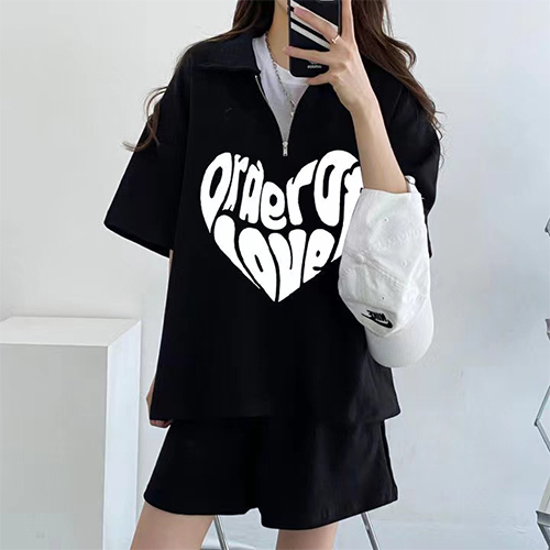 러브 하트 반집업 카라 트레이닝 세트