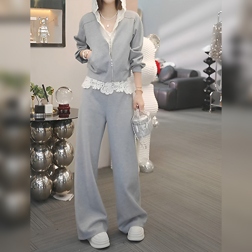 레이스 후드 집업 트레이닝 세트