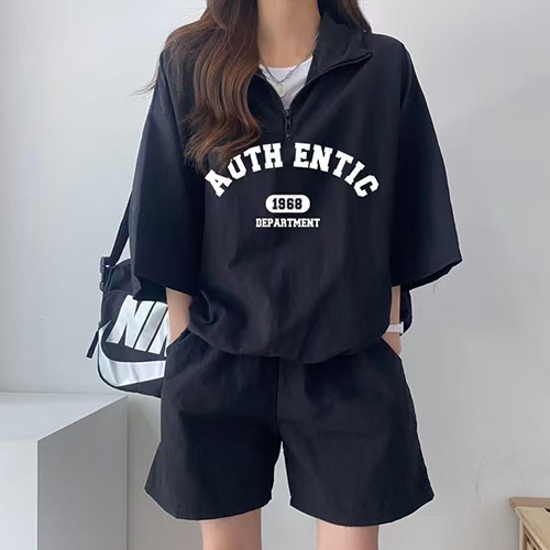 ◈[당일발송] 캐주얼 반집업 반팔 트레이닝 세트