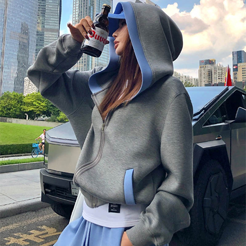 ◈[당일발송] 루즈핏 배색 포인트 후드 트레이닝 세트