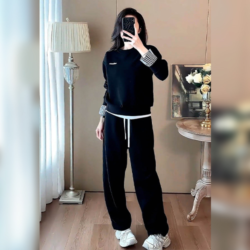 체크 소매 상하의 트레이닝 세트