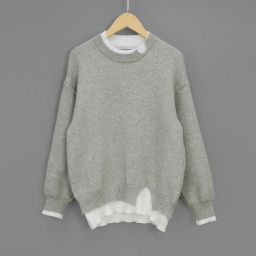 슬릿 디테일 레이어드 니트 