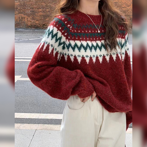 [당일발송]이브 자가드 니트#