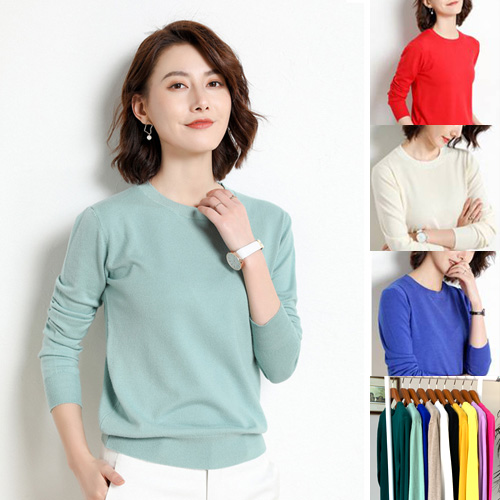 [당일발송]무지개 라운드 베이직 니트