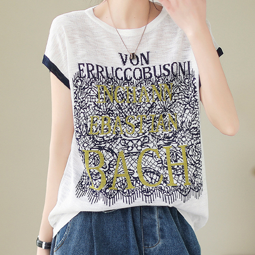 ◈[당일발송] 캐주얼 레터링 패턴 라운드넥 니트