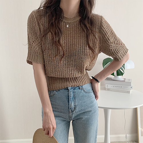 데일리 아크릴 크롭 니트