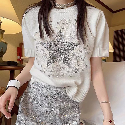 ◈[당일발송] 실버스타 반팔 니트