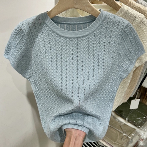 .[당일발송]★자정마감 9990원★꽈배기 패턴 레귤러 반팔 니트