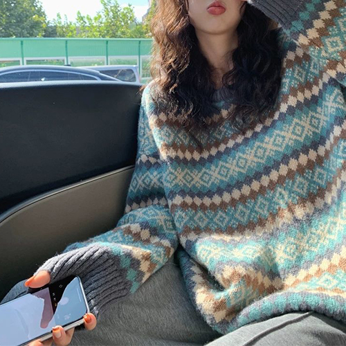 루즈핏 노르딕 빈티지 니트