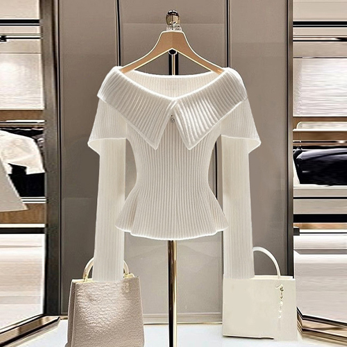 [당일발송] 오프숄더 슬림 페미닌 니트