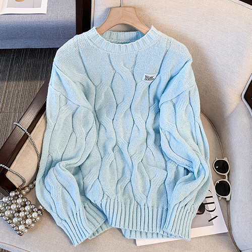 블루 트위스트 긴팔 니트