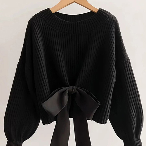 [당일발송]★수요특가 자정마감 50%★로맨틱 블랙 리본 니트