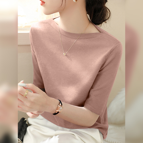 [당일발송]13종 컬러 보트넥 반소매 니트