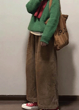 ★금요특가 자정마감 50%★겨울 감성 그린 니트&골덴 팬츠 2SET