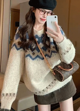 노르딕 패턴 포근 니트