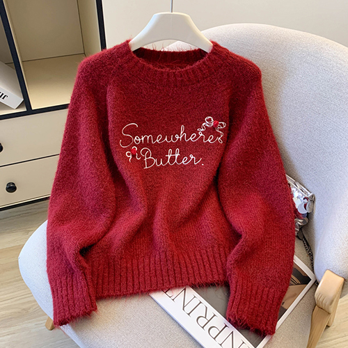 러블리 자수 울혼방 데일리 니트