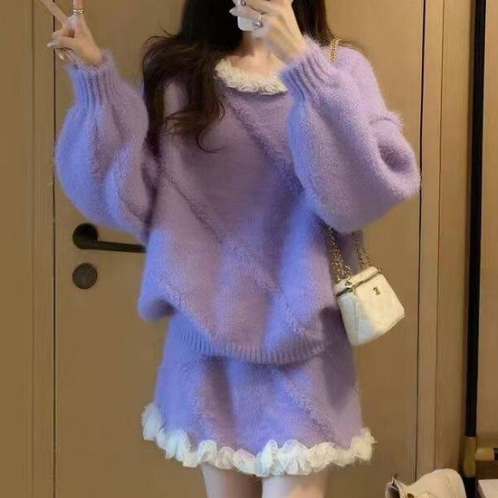 러블리 프릴 니트 & 스커트 2SET