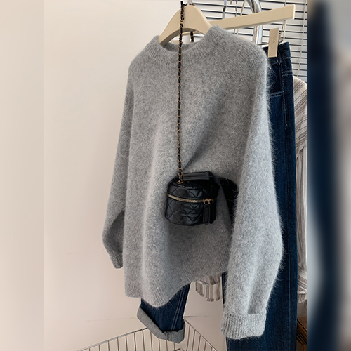 ★금요특가 자정마감 50%★헤어리 베이직 라운드 니트