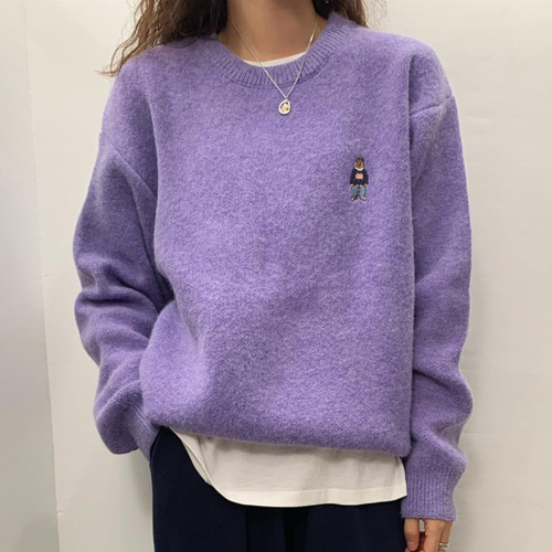 ★일요특가 자정마감 50%★미니 자수 포인트 라운드 니트