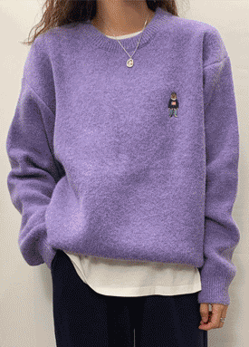 ★수요특가 자정마감 50%★미니 자수 포인트 라운드 니트