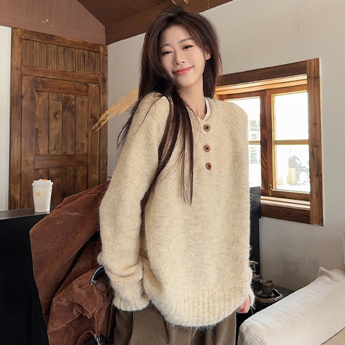 버튼 라벨 포인트 베이직 니트