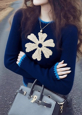 빅플라워 감성 데일리 니트