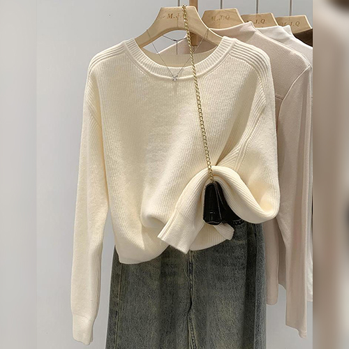 베이직 골지 라운드 니트