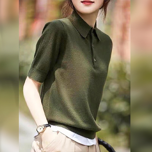 ◈[당일발송] 카라 심플 반팔 니트