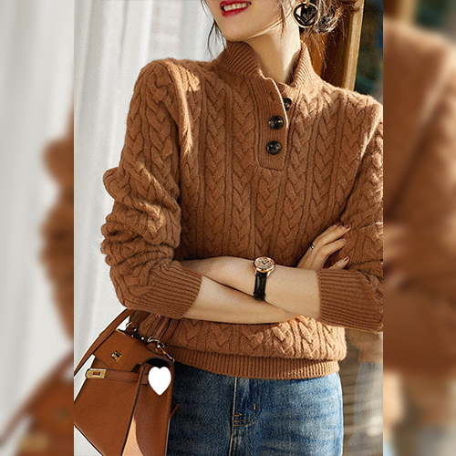 ◈[당일발송] 꽈배기 카라 헨리넥 니트