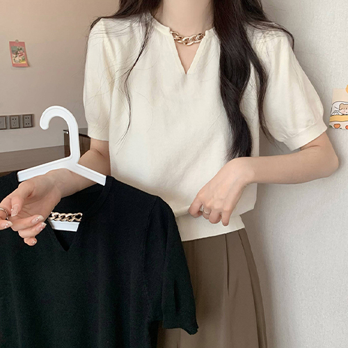 ◈[당일발송] ★월요특가 17990원 자정마감★데일리 클린 오픈 브이넥 반팔 니트