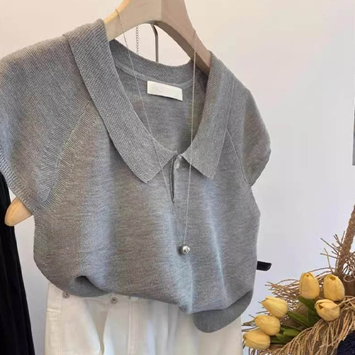 아이스쿨링 카라 니트 티셔츠