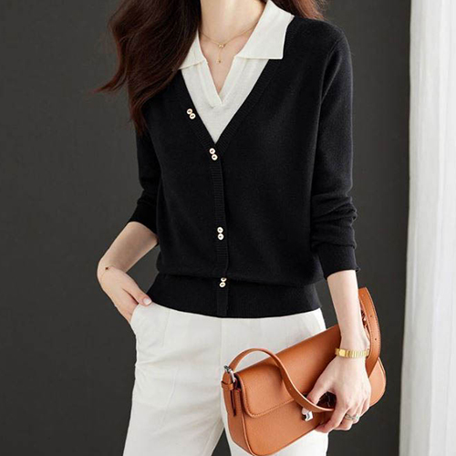 단정한 레이어드 카라 니트