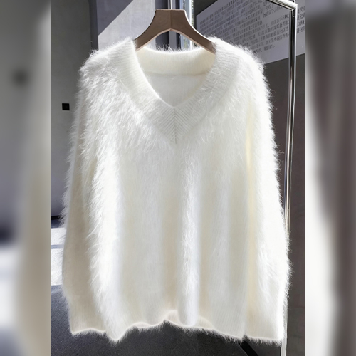 소프트 헤어리 브이넥 데일리 니트